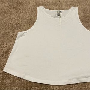 NWT {ASOS} White High Neck Cropped Tank Size 2